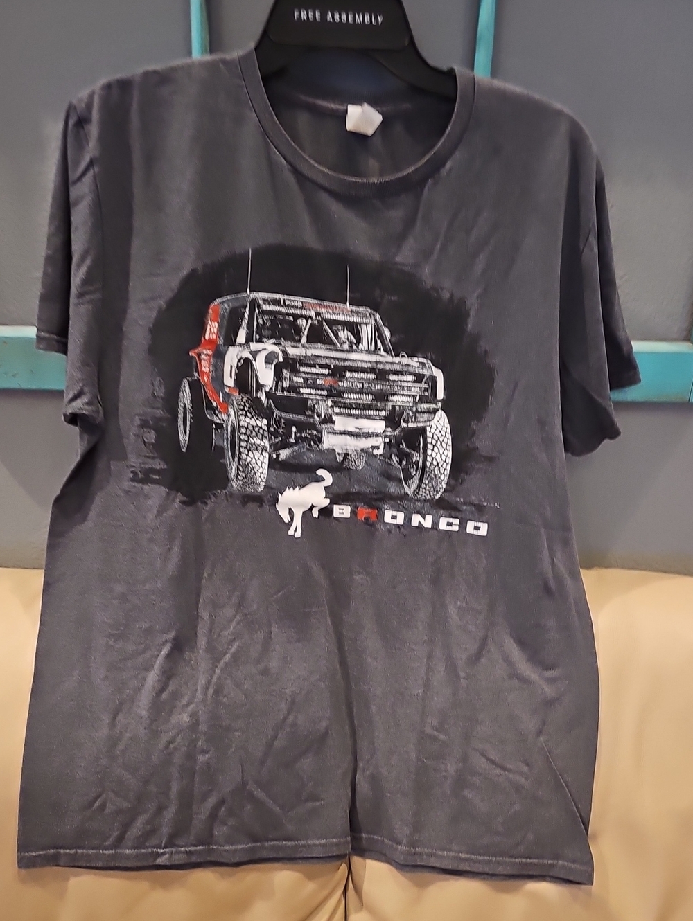 Fruit of the Loom Black Tee with Off-Road Bronco Graphic and Red Accent